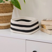 Simple Living Living Elegant Curves Dekoratif Sepet - Siyah / Beyaz - 20X20X10 cm