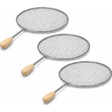 Nargile Ahşap Saplı Közlük 3’lü Set – Paslanmaz Metal Nargile Kömür Taşıyıcı Izgara