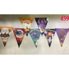Nemere Lüks Baskılı Üçgen Model Halloween Banner Süs Bayrak 8 Li