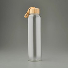 Matmel H2O Bambu Kapaklı Cam Matara - Şeffaf / Açık Kahverengi - 750 ml