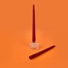 Matmel 2'li Burgulu Parlak Şamdan Mumu - Metalik Bordo - 25 cm