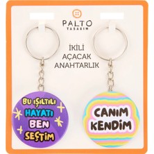 Matmel Tasarım Işıltılı Hayat 2'li Metal Anahtarlık Seti - Renkli - 10 cm