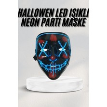 Nemere LED Işıklı Neon Maske Cadılar Bayramı Maskesi Korkunç Korku Maskesi