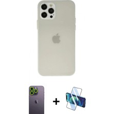 Pileli Store Pilelistore™ iPhone 12 Pro Kılıf Atlas Minimal Prime - Siyah 3D Antistatik Seramik Nano Ekran Koruyucu + Neon Fosforlu Kamera Lens - Yl