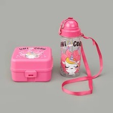 Matmel Leya Kız Çocuk Matara ve Beslenme Kutusu Seti - Pembe - 1 Lt + 500 ml