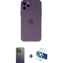 Pileli Store Pilelistore™ iPhone 12 Pro Kılıf Atlas Minimal Prime - Siyah 3D Antistatik Seramik Nano Ekran Koruyucu + Neon Fosforlu Kamera Lens - Yl