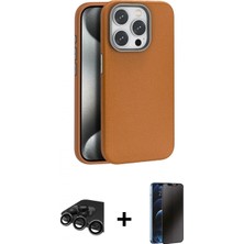 Pileli Store Pilelistore™ iPhone 15 Pro Max Kılıf Zirve Modern Prime - Siyah 3D Antistatik Hayalet Cam Ekran Koruyucu + Raze Metal Kamera Lens - Tmgı