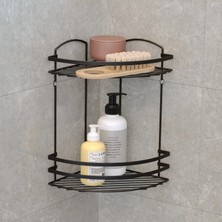 Matmel 2 Katlı Lamalı Banyo Köşe Rafı - Siyah