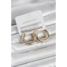 Nemere Gold Renk Pirinç Halka 25 mm Kadın Küpe - TJ-BKP11757