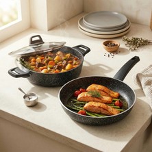 Matmel Kitchen Black Force 3 Parça Tencere Seti - Siyah - 26 cm + 26 cm