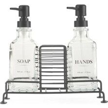 Matmel Stantlı 2'li Mutfak Sıvı Sabunluk Seti - Siyah - 500 ml