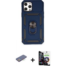 Marsilyan™- iPhone 12 Pro Max Kılıf Ahenk Klasik - Şeffaf Temperli Cam Ekran Koruyucu + Renkli Kamera Lens Koruma Cam - Mı