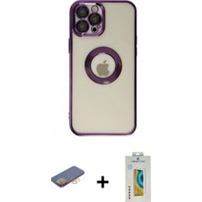 Marsilyan™- iPhone 12 Pro Kılıf Pusula Form - Siyah Polymer Nano Ekran Koruyucu + Renkli Kamera Lens Koruma Cam - Tu