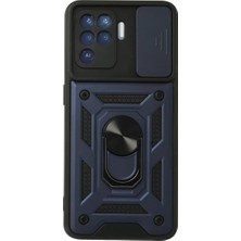 Armüz Reno 5 Lite Kılıf Pars Lens Yüzüklü Silikon - Lacivert