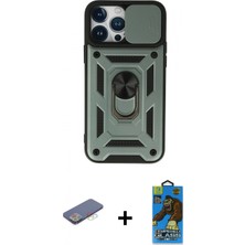 Marsilyan™- iPhone 13 Pro Max Kılıf Ahenk Klasik - Siyah 18D Cam Ekran Koruyucu + Renkli Kamera Lens Koruma Cam - Mı