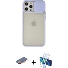 Pileli Store Pilelistore™ iPhone 12 Pro Max Kılıf Vadi Çizgi - Siyah 3D Antistatik Cam Ekran Koruyucu + Renkli Kamera Lens Koruma Cam - Tu