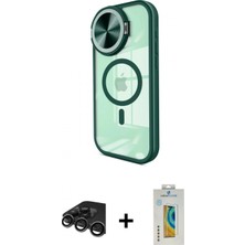 Marsilyan™- iPhone 15 Pro Max Kılıf Kıvılcım Modern Koleksiyonu - Siyah Polymer Nano Ekran Koruyucu + Raze Metal Kamera Lens - Tmgı