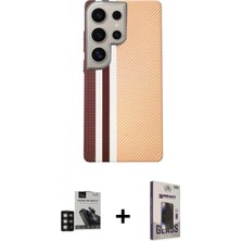 Pileli Store Pilelistore™ Galaxy S24 Ultra Kılıf Eksen Prime - Siyah Bilvis Hayalet Cam Ekran Koruyucu + Pvd Metal Kamera Lens - Dnmr