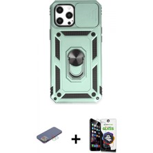 Marsilyan™- iPhone 12 Pro Max Kılıf Ahenk Klasik - Şeffaf Temperli Cam Ekran Koruyucu + Renkli Kamera Lens Koruma Cam - Mı