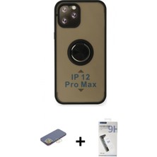 Marsilyan™- iPhone 12 Pro Max Kılıf Yörünge Çizgi - Şeffaf Uv Polymer Nano Ekran Koruyucu + Renkli Kamera Lens Koruma Cam - Sı