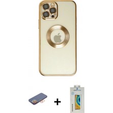 Marsilyan™- iPhone 12 Pro Kılıf Pusula Form - Siyah Polymer Nano Ekran Koruyucu + Renkli Kamera Lens Koruma Cam - Tu