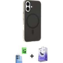 Pileli Store Pilelistore™ iPhone 16 Kılıf Çekirdek Modern Prime - Siyah Bilvis 5in1 5d Magic Hayalet Cam Ekran Koruyucu + Raze Metal Kamera Lens - Lt
