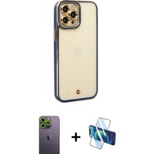 Pileli Store Pilelistore™ iPhone 12 Pro Kılıf Çekirdek Klasik Serisi - Siyah 3D Antistatik Seramik Nano Ekran Koruyucu + Neon Fosforlu Kamera Lens - Yl