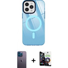 Pileli Store Pilelistore™ iPhone 12 Pro Max Kılıf Doruk Prime - Şeffaf Temperli Cam Ekran Koruyucu + Neon Fosforlu Kamera Lens - Mı