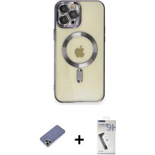Marsilyan™- iPhone 12 Pro Max Kılıf Nova Işık Özel Seri - Şeffaf Uv Polymer Nano Ekran Koruyucu + Metal Kamera Lens Koruma Cam - Gd