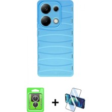 Pileli Store Pilelistore™ Redmi Note 13 Pro 4g Kılıf Doruk Form Serisi - Siyah 3D Antistatik Seramik Nano Ekran Koruyucu + Raze Metal Kamera Lens - Gs