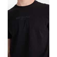Lee Cooper OSWALD Erkek Regular Fit %100 Pamuk Baskılı Bisiklet Yaka T-Shirt Siyah