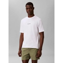 Calvin Klein Beyaz Erkek Normal Logo Baskılı T-Shirt LV00NM3021100
