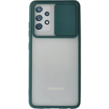 Armüz Samsung Galaxy A72 Kılıf Palm Buzlu Kamera Sürgülü Silikon - Yeşil