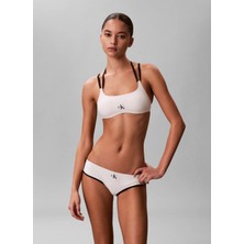 Calvin Klein Bej Kadın Standart Fit Desenli Bikini Alt Hıpster