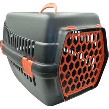 Şenyayla Plastik Kedi Taşıma Çantası Siyah Turuncu Renk Kolay Kullanım Özellikli 49 cm