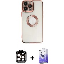 Pileli Store Pilelistore™ iPhone 14 Pro Max Kılıf Pusula Form - Siyah Bilvis 5in1 5d Magic Hayalet Cam Ekran Koruyucu + Pvd Metal Kamera Lens - Tu