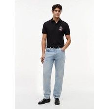 Tommy Hilfiger Siyah Erkek Regular Fit Logo Baskılı Polo T-Shirt MN0MN00089BDS