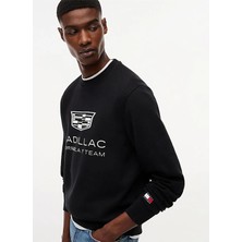 Tommy Hilfiger Siyah Erkek Bisiklet Regular Fit Logo Baskılı Sweatshirt MN0MN00078BDS