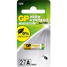GP 27A 12V Yüksek Voltaj Tek Kullanımlık Pil 1 Adet Şarj Edilemez Özellik