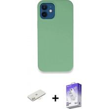 Pileli Store Pilelistore™ iPhone 12 Kılıf Zirve Modern Özel Seri - Siyah Bilvis 5in1 3D Magic Cam Ekran Koruyucu + Renkli Kamera Lens Koruma Cam - Sı