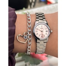 Casio Marka Pembe Kadran Çelik Kordon Kadın Kol Saati Bileklik Hediyeli