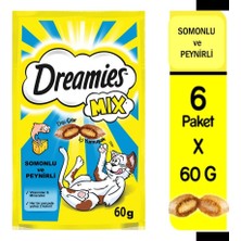 Dreamies Mix Somon Peynirli Kedi Ödül Maması 6X60gr Yumuşak İç Dışı Çıtır Lezzet
