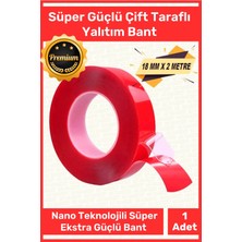 Carlburn #bant Güçlü Şeffaf Montaj Yapıştırma Meg Çift Taraflı Akrilik Silikonize Bant 18 mm x 2 Metre