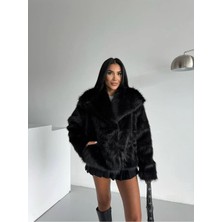 Vess Moda Kadın Çift Çıtçıtlı Cepli Lolita Kürk Mont