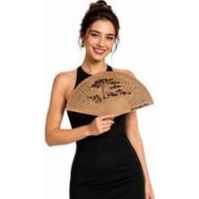 Uretti - Okay 5711 1886 Desenli Ahşap Yelpaze 23X40 cm