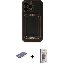 Marsilyan™- iPhone 13 Pro Max Kılıf Kozmos Minimal Prime - Siyah Bilvis 3D Cam Ekran Koruyucu + Renkli Kamera Lens Koruma Cam - Pe