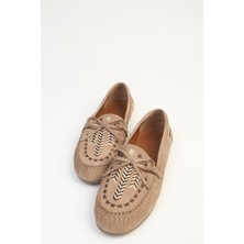 Benetton Pierre Cardin Vizon Kadın Loafer Babet Bohem Nakış Detaylı PC-4200