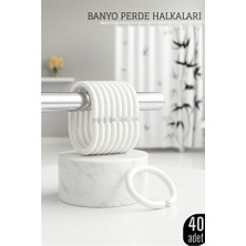 İlk El Grup Ieg™ 40 Adet Esnek Banyo Duş Perdesi Halkası Beyaz - C Tipi Kolay Montaj Geçme Perde Halkası S