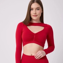 Forever More Kadın Uzun Kollu Göğsü Açık Dikişsiz Crop Top