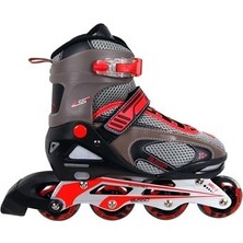 Busso Classic Inline Alüminyum Paten Gri - Kırmızı Abec-7 Rulmanlar ile Konforlu Kullanım PT003